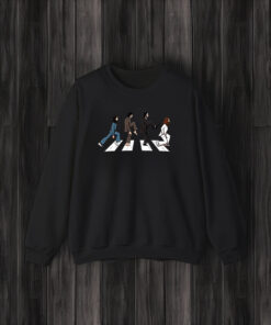 The beatles doing the ministry of silly walks on abbey road shirt