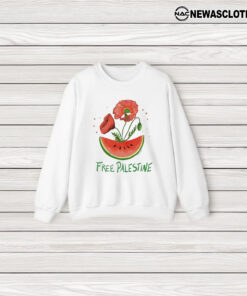 Free Palestine Watermelon And Poppy T-Shirt