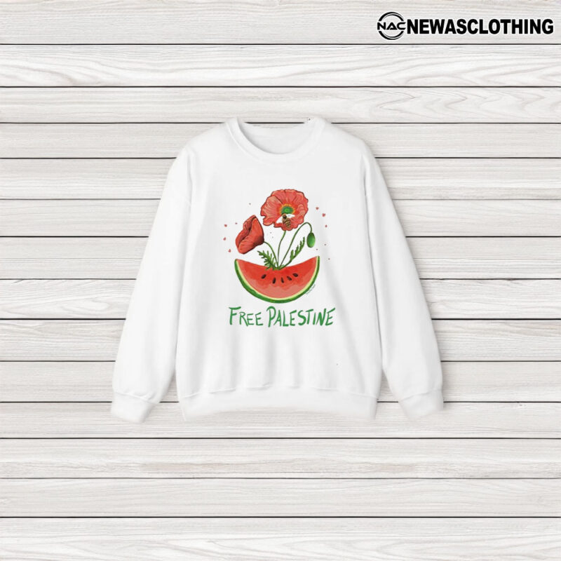 Free Palestine Watermelon And Poppy T-Shirt