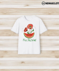 Free Palestine Watermelon And Poppy T-Shirt3