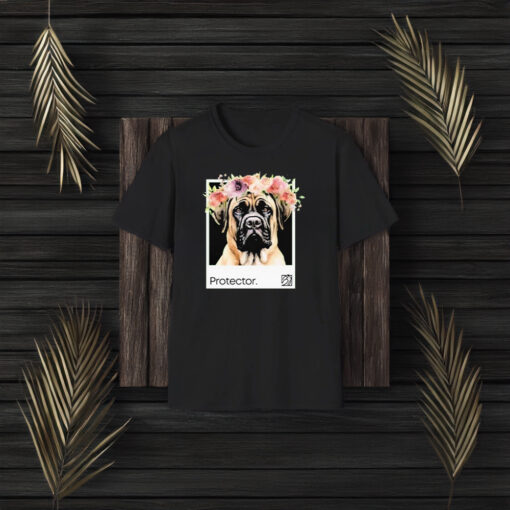 Protector English Mastiff Dog And Flowers T-Shirt