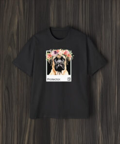 Protector English Mastiff Dog And Flowers T-Shirt1