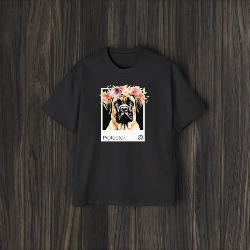 Protector English Mastiff Dog And Flowers T-Shirt1