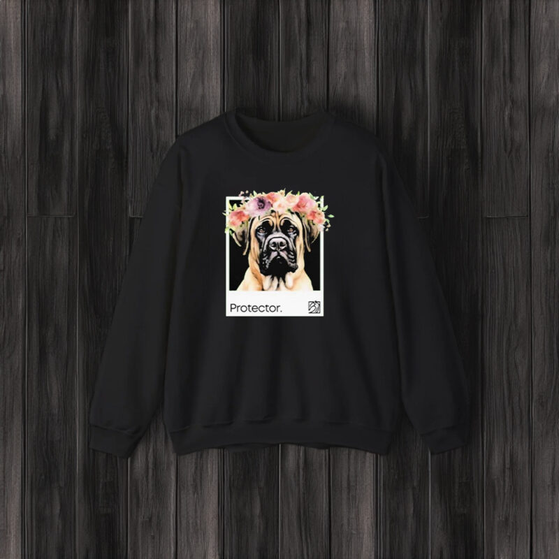 Protector English Mastiff Dog And Flowers T-Shirt3