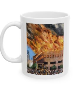 The Federal Reserve Bank in Flames Los Angeles Branch Mug Cup