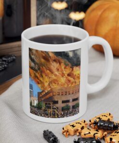 The Federal Reserve Bank in Flames Los Angeles Branch Mugs