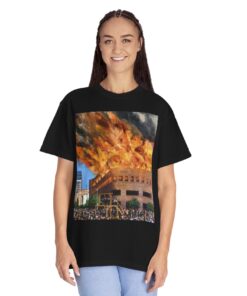 The Federal Reserve Bank in Flames Los Angeles Branch t-shirts