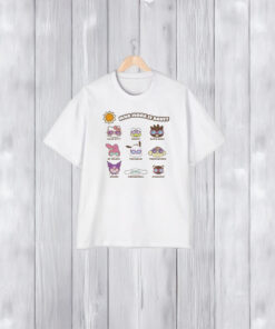 Who Wore It Best Hello Kitty Keroppi Badtz-maru My Melody Pochacco Pompompurin T-Shirt1