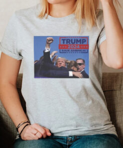 Donald Trump 2024 Pennsylvania Rally Shooting Save America Trump’s Raised Fist In Defiance T-Shirt2