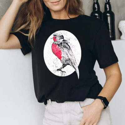 European Robin Ink Drawing Wildlife Inspired Art T-Shirt2