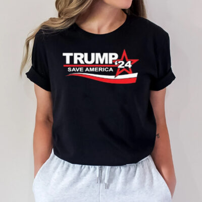 Trump 2024 Save America Patriotic Campaign Maga Usa Flag T-Shirt3