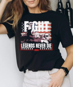 Trump Fight Assassination Attempt Legends Never Die 2024 America Flag T-Shirt2