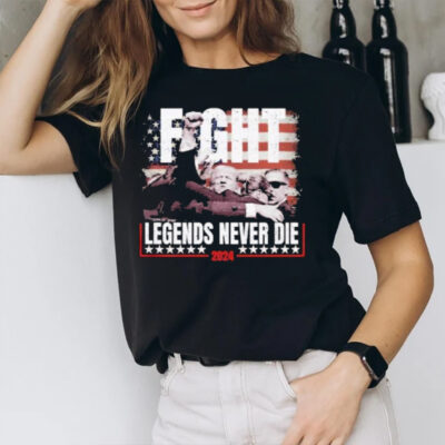 Trump Fight Assassination Attempt Legends Never Die 2024 America Flag T-Shirt2