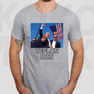 Trump Shot Assassination Attempt Teflon Don Fist Raised T-Shirt3