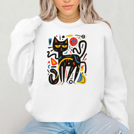 Artful Cat Sweatshirt , Hoodie , T-Shirt , Long Sleeve T-shirt Keith Haring Inspired Cat