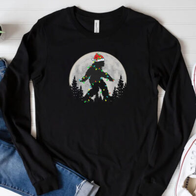 Bigfoot Santa Christmas Lights T-Shirt 20243