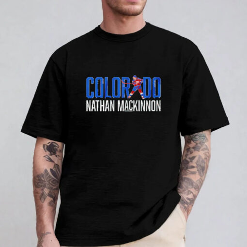 Colorado Avalanche Nathan MacKinnon Letter Star T-Shirt 2024