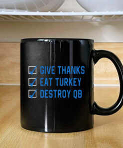 D. J. Reader Give Thanks Eat Turkey Destroy QB Mug 2024