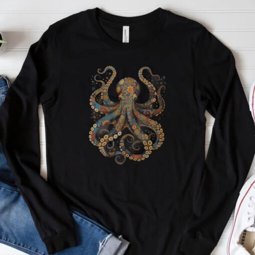 Flower Patterns Floral Octopus Sweatshirt , Hoodie , T-Shirt , Long Sleeve T-shirt3