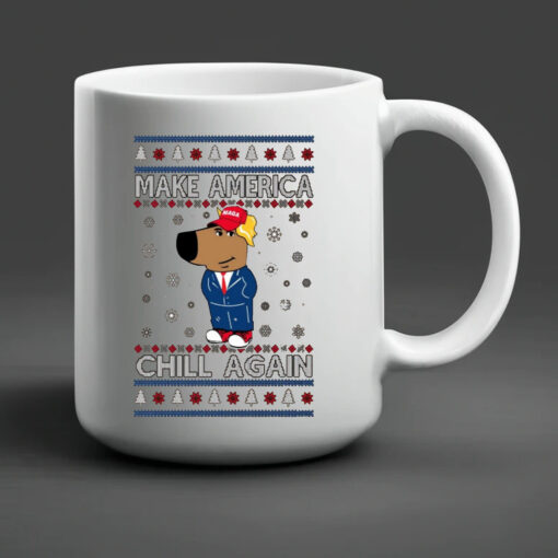 Make America Chill Again Chill Guy Donald Trump Ugly Christmas Mug 20242