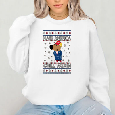 Make America Chill Again Chill Guy Donald Trump Ugly Christmas T-Shirt 2024