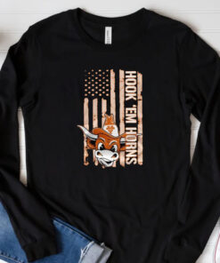 Texas Longhorns America Colors Patriots Spirit Hook ‘Em Horns T-Shirt 20243