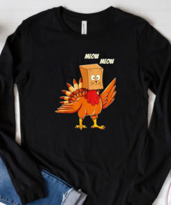 Turkey cat meow Thanksgiving T-Shirt 20243