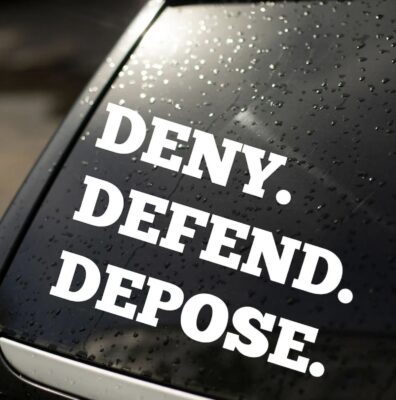 Deny Defend Depose Decal, Political decal, people over profit sticker