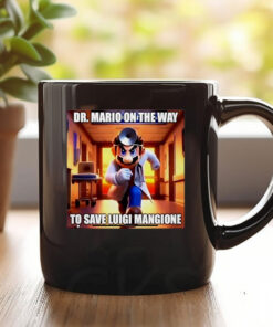 Dr Mario on the way to save Luigi Mangione Mug Coffee