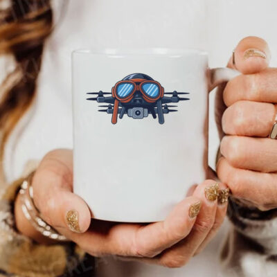 Drones Wearing Aviator Pilot Goggles on Mug Coffee