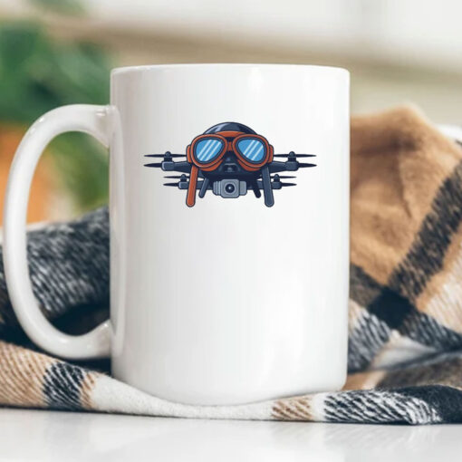 Drones Wearing Aviator Pilot Goggles on Mug Coffee