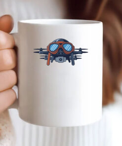 Drones Wearing Aviator Pilot Goggles on Mug Coffee