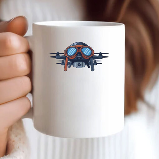 Drones Wearing Aviator Pilot Goggles on Mug Coffee