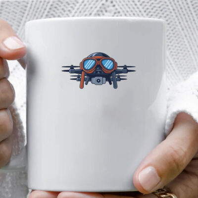 Drones Wearing Aviator Pilot Goggles on Mug Coffee