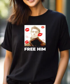 Luigi Mangione Free Him lips T-shirts