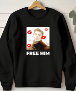 Luigi Mangione Free Him lips T-shirts