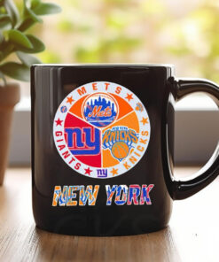 New York Teams logo mashup NY Knicks NY Giants NY Mets Mug 20241