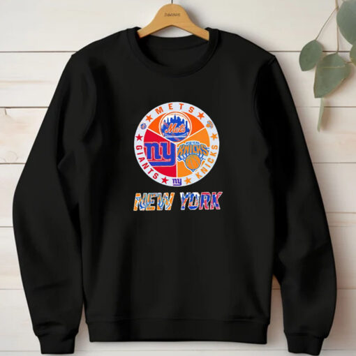 New York Teams logo mashup NY Knicks NY Giants NY Mets T-shirt 20241