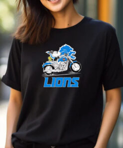 Snoopy riding motorcycle Detroit Lions T-shirt 2024