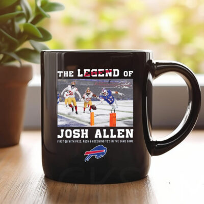 The Legend Of Josh Allen First With Pass Rush And Receiving To’s In The Same Game Mug 20241