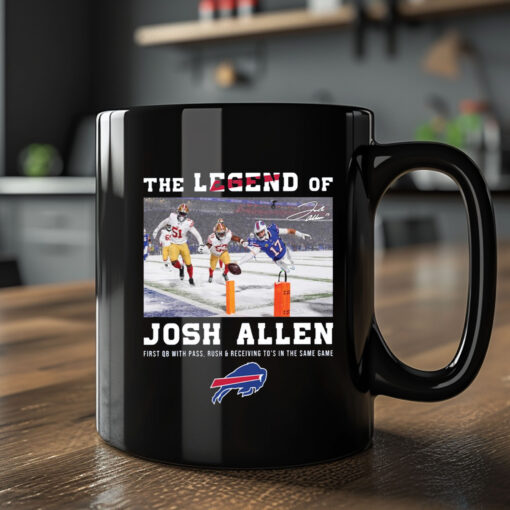 The Legend Of Josh Allen First With Pass Rush And Receiving To’s In The Same Game Mug 20242