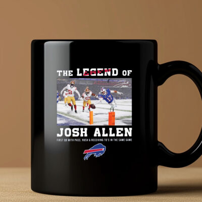 The Legend Of Josh Allen First With Pass Rush And Receiving To’s In The Same Game Mug 20243