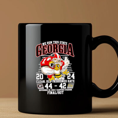 We run this State Georgia 20 24 Yellow Jackets mascot Mug 3