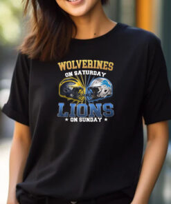 Wolverines On Saturday Lions On Sunday T-Shirt 2024