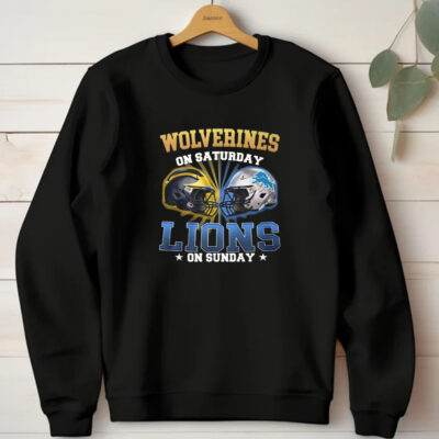 Wolverines On Saturday Lions On Sunday T-Shirt 20241