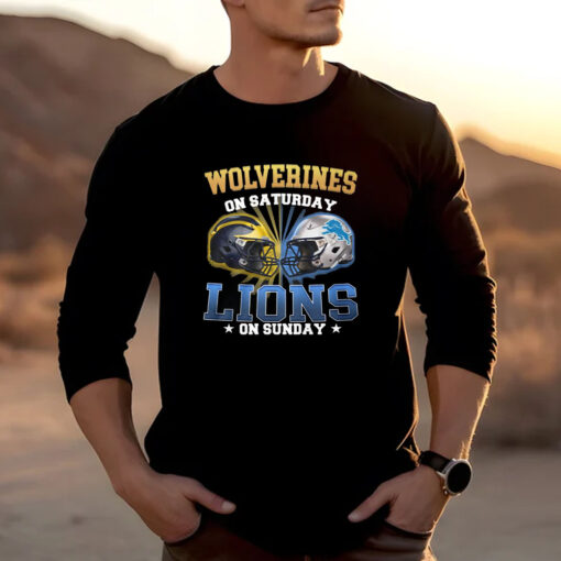 Wolverines On Saturday Lions On Sunday T-Shirt 20242