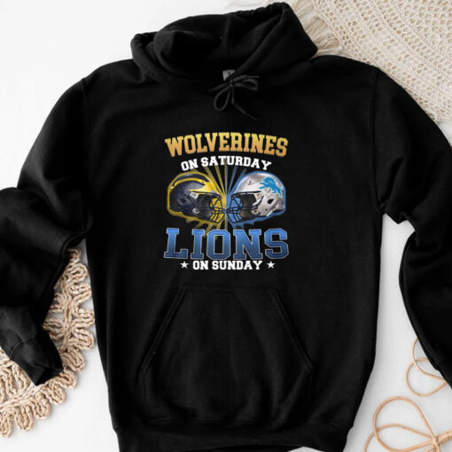 Wolverines On Saturday Lions On Sunday T-Shirt 20243