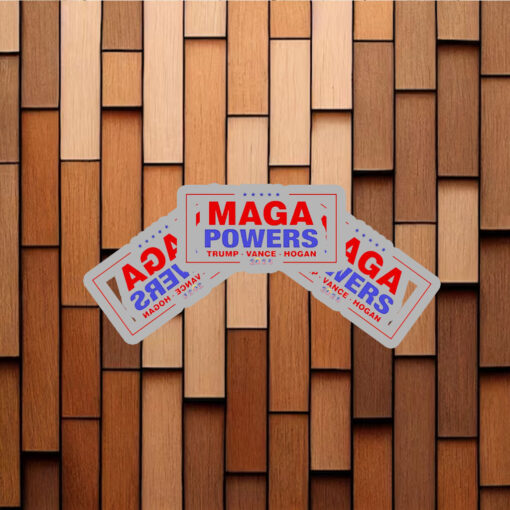 Hulk Hogan wearing Maga Powers Trump Vance Hogan 2025 Stickers