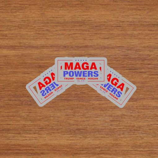 Hulk Hogan wearing Maga Powers Trump Vance Hogan 2025 Stickers