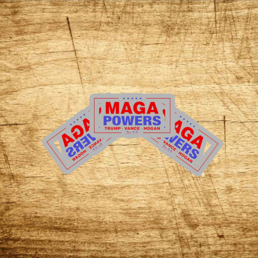 Hulk Hogan wearing Maga Powers Trump Vance Hogan 2025 Stickers